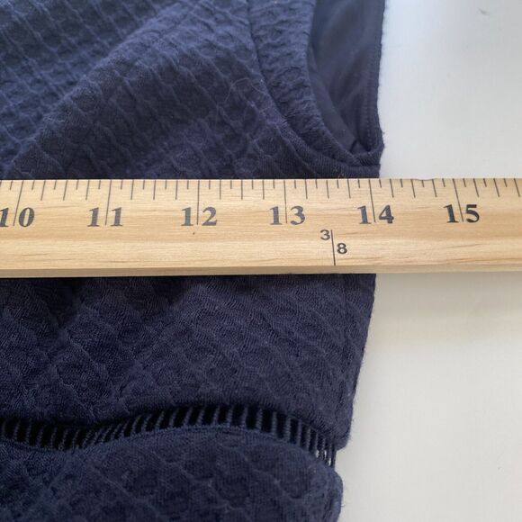 Rebecca Taylor Dress Size 0 Navy Blue Cap Sleeve Fit and Flare A Line Skater - Picture 3 of 8